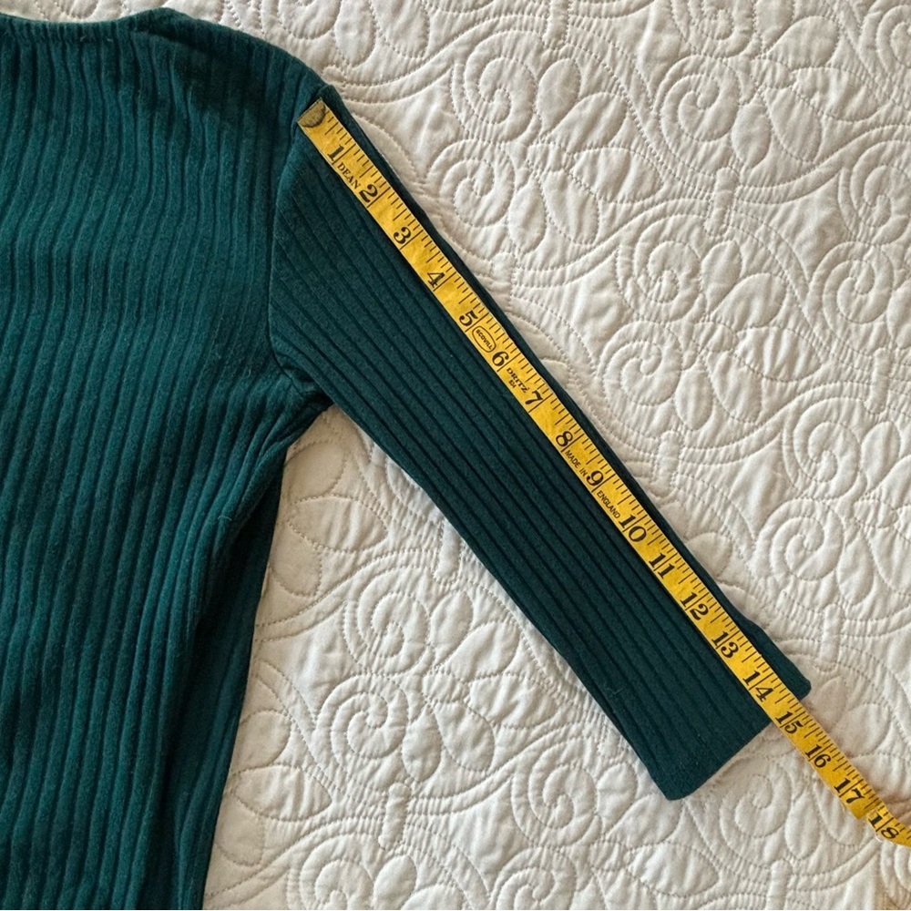 Bershka Forest Green Ribbed Wrap-Front Top - Picture 9 of 10
